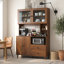 Armoire de cuisine de 47 pouces avec portes vitrées, support pour micro-ondes et buffet