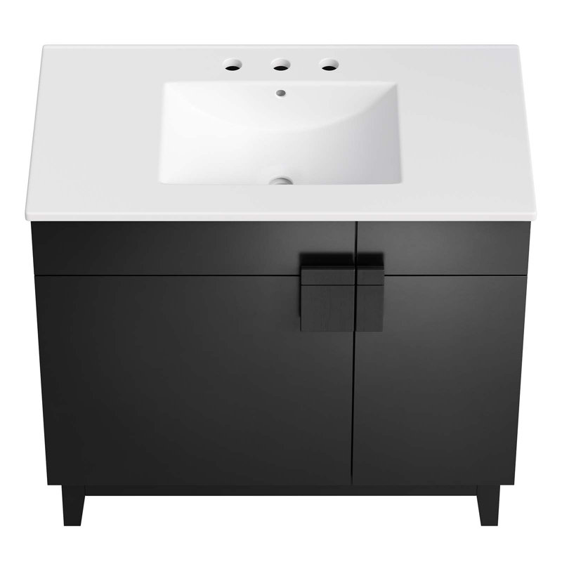 Miles 36" White and Black Modern Bathroom Vanity
