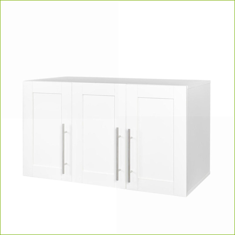 Cabinets, Stackable Wall-Mounted Storage with Movable Shelves, 15.75"D x 35.43"W x 19.69"H | Off-White | Minimalist