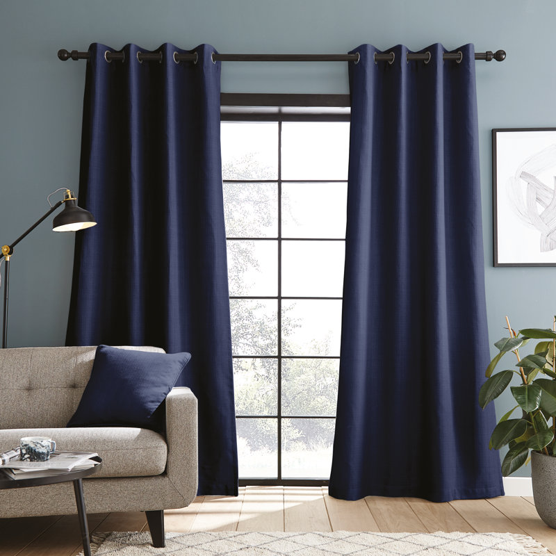 Textured Blackout Eyelet Curtains, Width 168 x  Drop  183cm, Silver