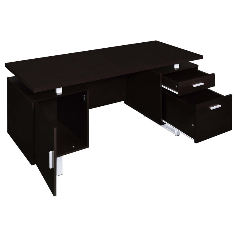 Bureau moderne à plateau flottant moderne avec deux tiroirs et rangement pour classeurs pour des solutions d'organisation de l'espace de travail efficaces (SEULEMENT, PAS DE CHAISE)