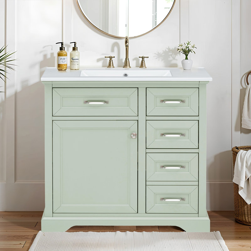 Reenata 36" Bathroom Vanity With Sink Combo, Green