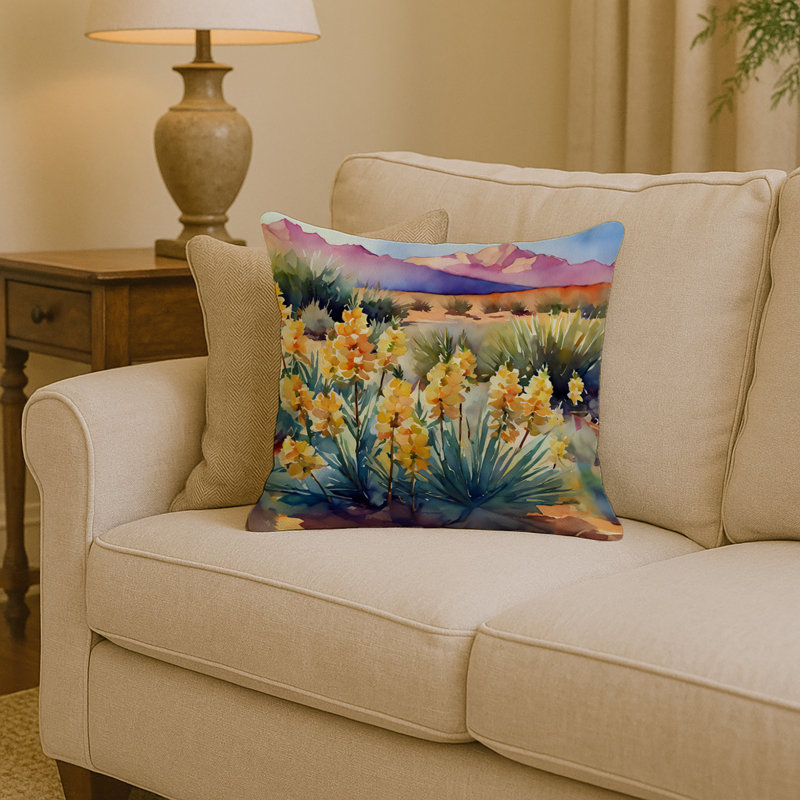 Coussin décoratif à aquarelle New Mexico Yucca, Carré 14 po