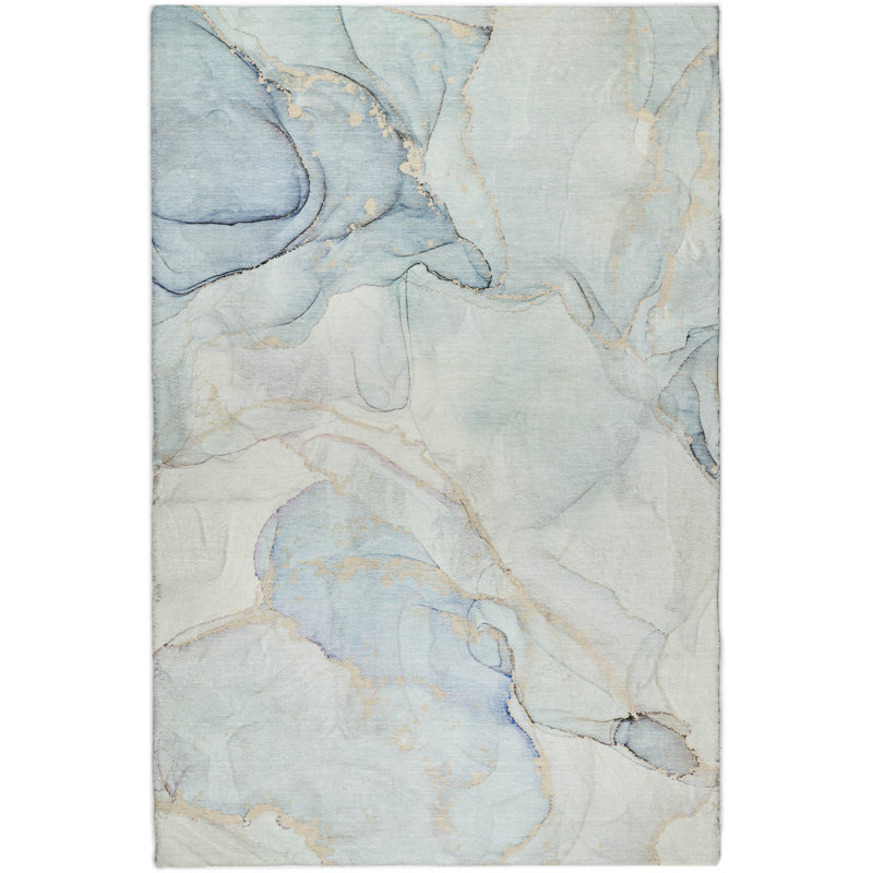 Premium Machine Washable Dream Shag ADS523 Watercolors Rug, Sky, 5' x 7'6"