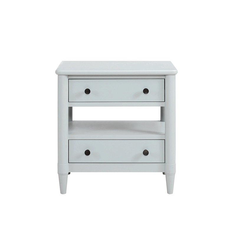 Open Nightstand With 2 Drawers - Felt & Cedar Lined, Light Blue
