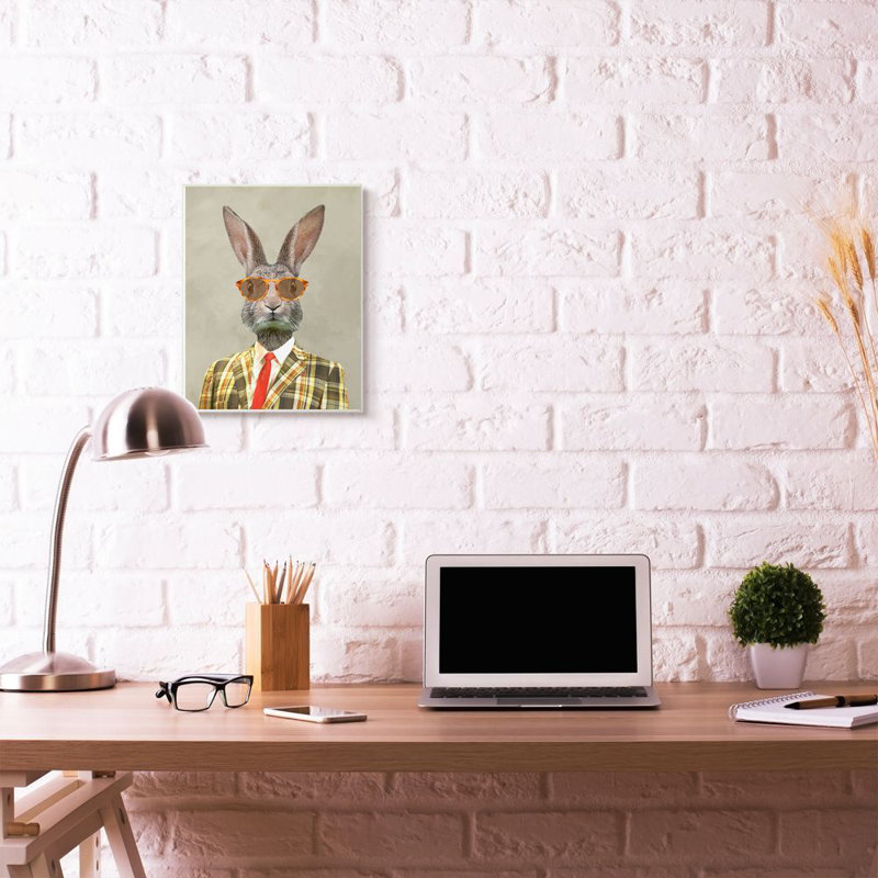 Décoration murale Chantra Rabbit Man Portrait Kids, Plaque murale, H 18 po x l 12 po x P 0,5 po