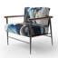 Chaise à accoudoirs abstraite moderne à motif géométrique abstrait en marbre Marble Blue I-536067583
