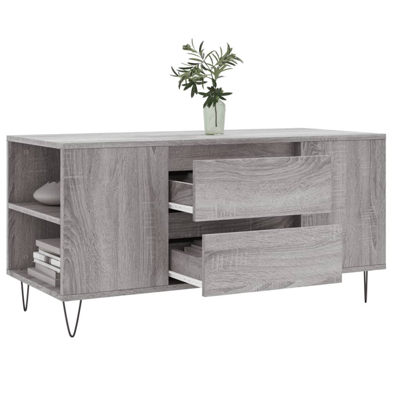 Iriemi Four Leg Coffee Table with Storage, Grey Sonoma