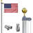 20FT Flag Pole Kit - 5-Section Telescopic Pole with 45FT Rope, 4 Stainless Steel Clips, PVC Sleeve, Gold Ball & Pulley Truck for Outdoor Use