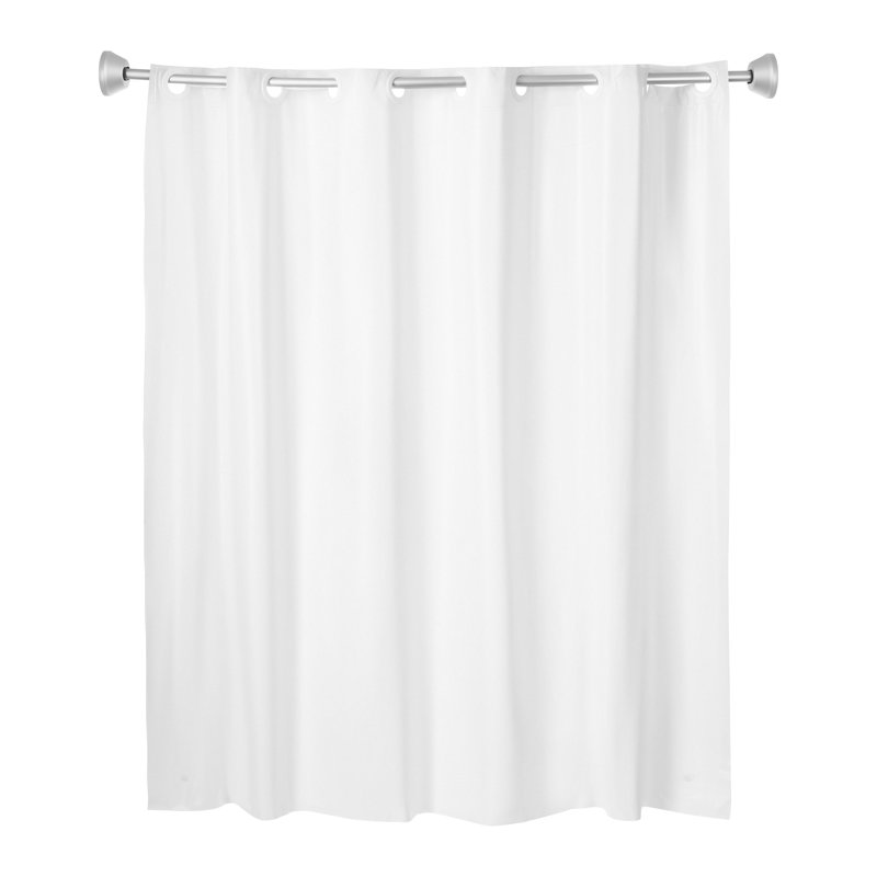 Whitmor No Hook Split Ring Plainweave Long Shower Curtain with Window, No Snap Liner, 71" W x 74" L