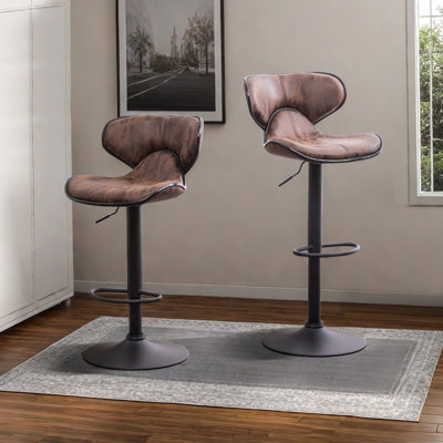 Furniture Cushioned Leatherette Upholstery Airlift Adjustable Swivel Barstool Set of 2 -  KINVOP, SZ7P4PXZ091XZ