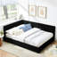 Lit de jour double avec revêtement en velours noir et tissu d'ameublement pour chambre