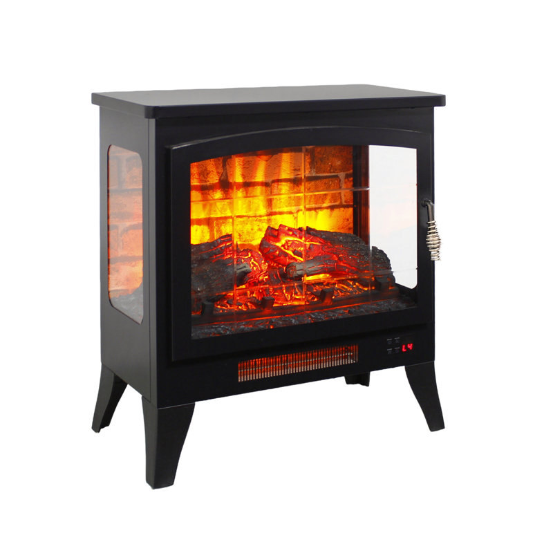 21 Inchthree-Sided Freestanding Electric Fireplace Stove Heater With 3D Flame Effect With Remote Control
