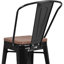 Tabouret de bar ou de comptoir en métal Marian avec dossier et siège en bois Marian-2101696441-2101696452-2127243145