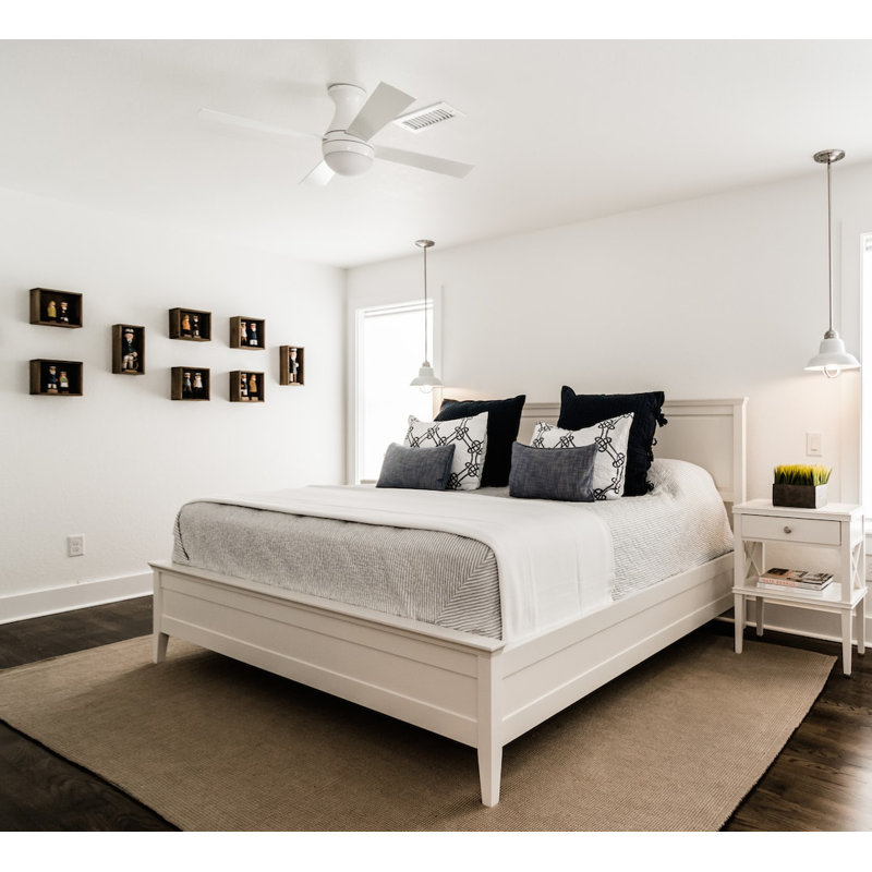 52'' Ceiling Fan with LED Lights, Gloss White, White, Wall Control with Remote Handset (2-wire)
