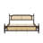 King Size Wooden Bed Frame Embellished With Rattan Head-128853701