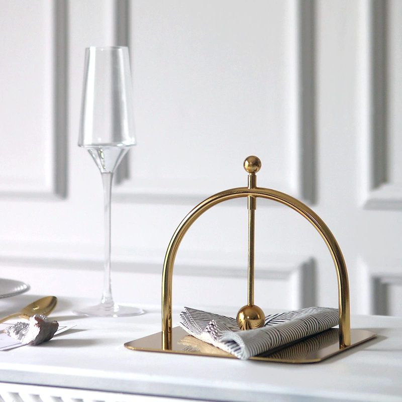 Gold Alloy Modern Napkin Holder for Dining Table