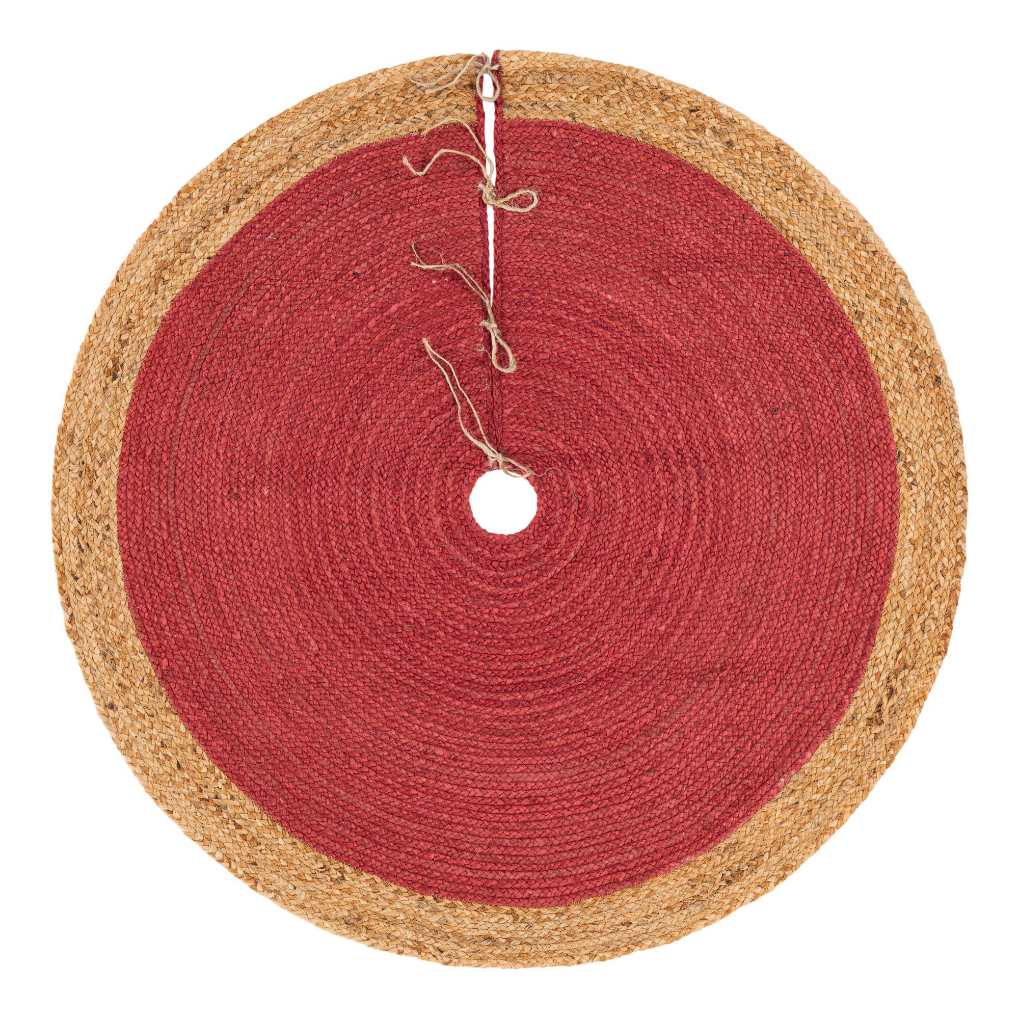 Burlap Tree Skirt, Round 4'1", Red