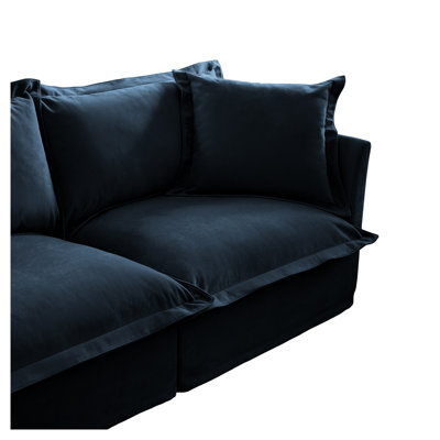 Luxurious Blue Chenille Slipcover for RSF Modular Cloud Sofa - Deep Seat Stretch Replacement Cover
