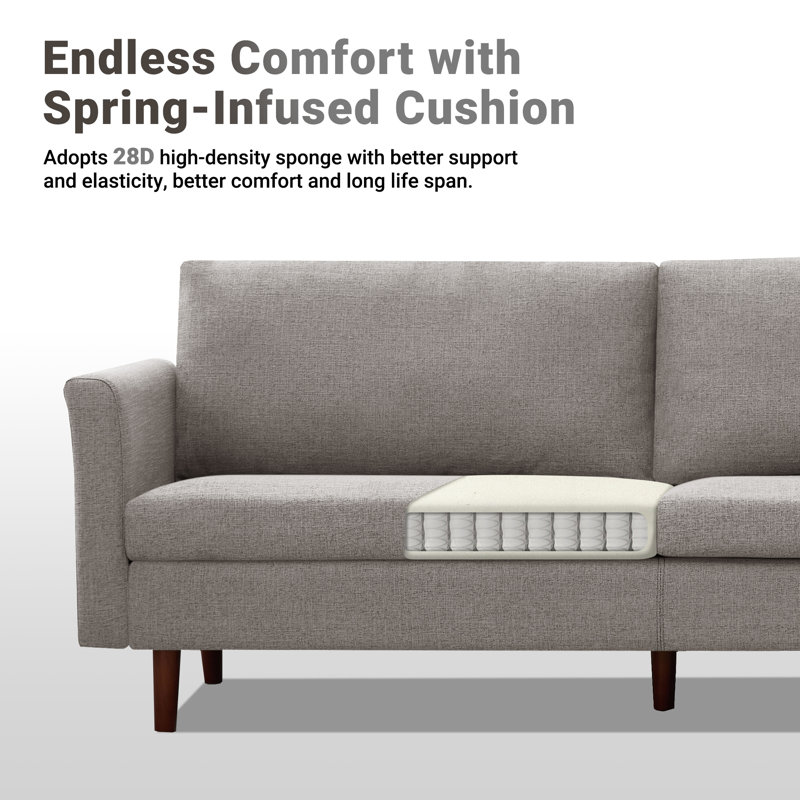 Cicero 204Cm Velvet Flared Arm Sofa, Gray