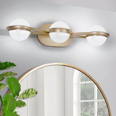Luminaire de meuble-lavabo pour salle de bain, avec fonction de lumière DEL, 3 abat-jour en matériau acrylique cristal sable, luminaire décoratif mural