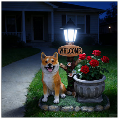 Décoration de jardin pour chien assis Akita