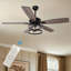 Ventilateur de plafond noir 52 po à 5 pales avec ensemble d'éclairage et télécommande inclus
