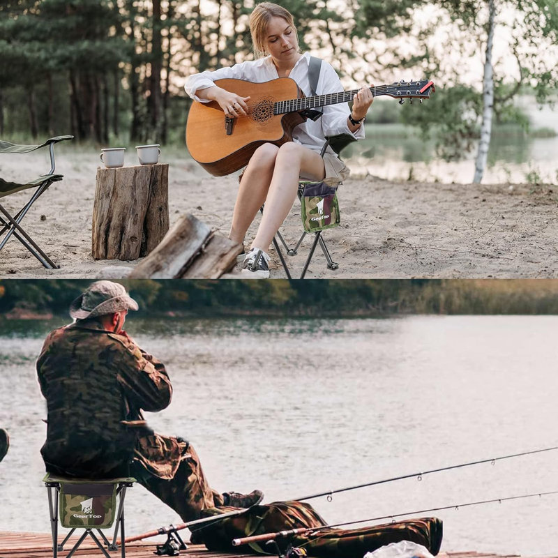  Portable Folding Camping Chair - Collapsible Mini Seat Chair For Outdoor Camping, Beach, Fishing, And Hiking