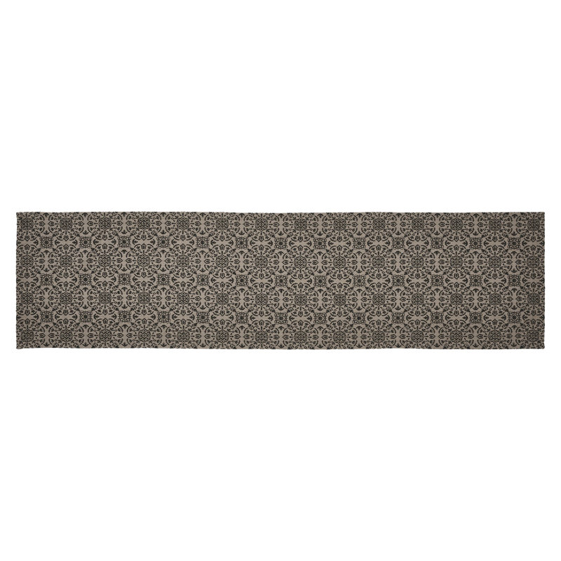  Custom House Rectangle Geometric Table Runner, 60" x 12", Tan/Black