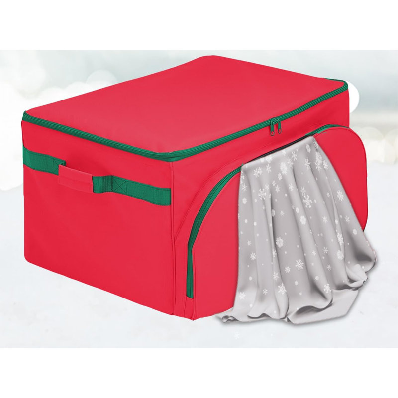 Christmas Ornament Storage Box Hold Up To 72-4 Inch Ornaments With 3 Individual Trays, Red
