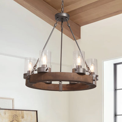 Manette 6 - Light Iron Dimmable Wagon Wheel Chandelier