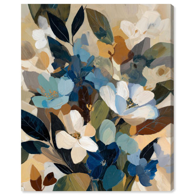 «Tealblue floral I», impression sur toile par Art Remedy