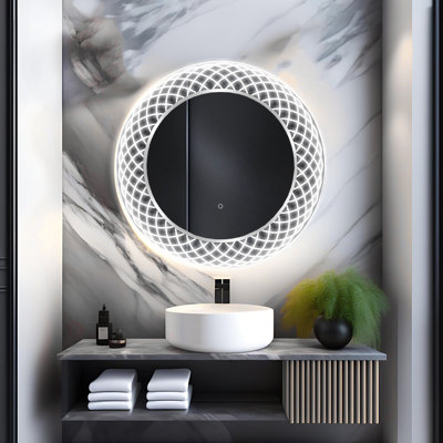 Iseabal Glass Frame Round Wall Mirror