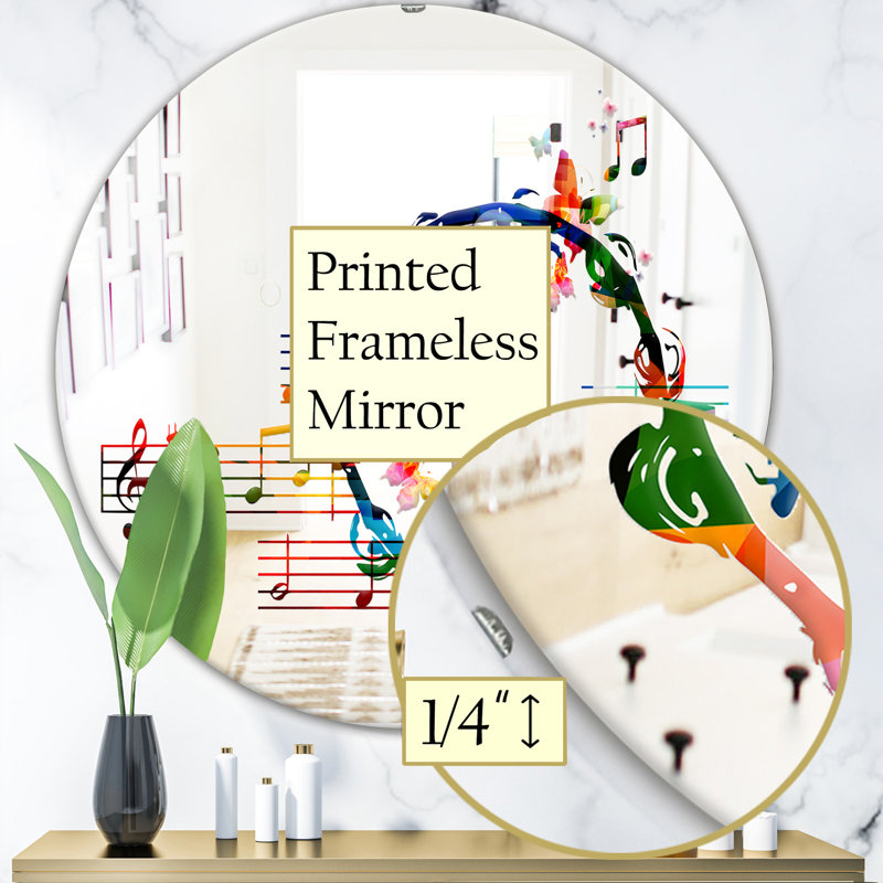 Miroir mural Music Notes III, H 23,6 po x l 23,6 po