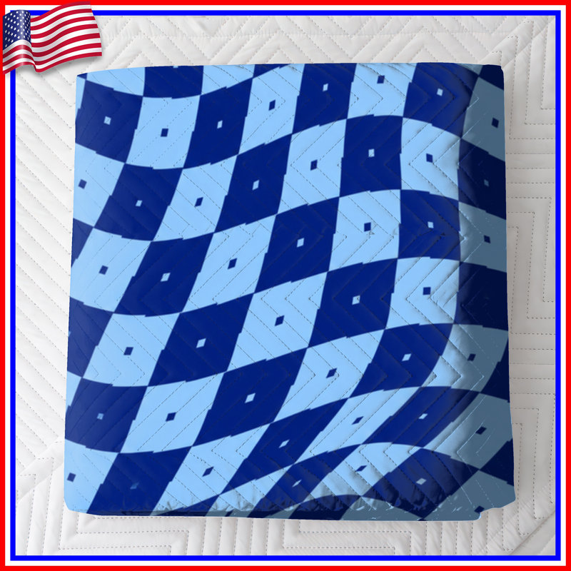 Wavy Checkered Pattern Quilted Bedspread All Sizes, Queen