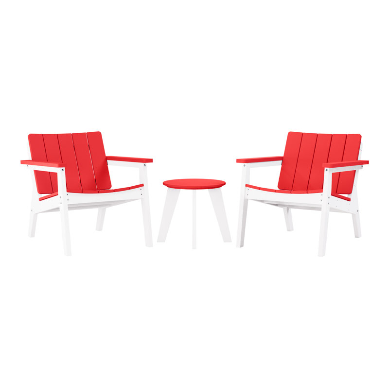 Ensemble de conversation d'extérieur 3 pièces, Rouge