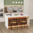 Large Imitation Marble Dining Table for 4-6 People,Kitchen Island Table with LED Lights, Mordern Marble Stripes Kitchen Dining Table with Grille design for Dining Room