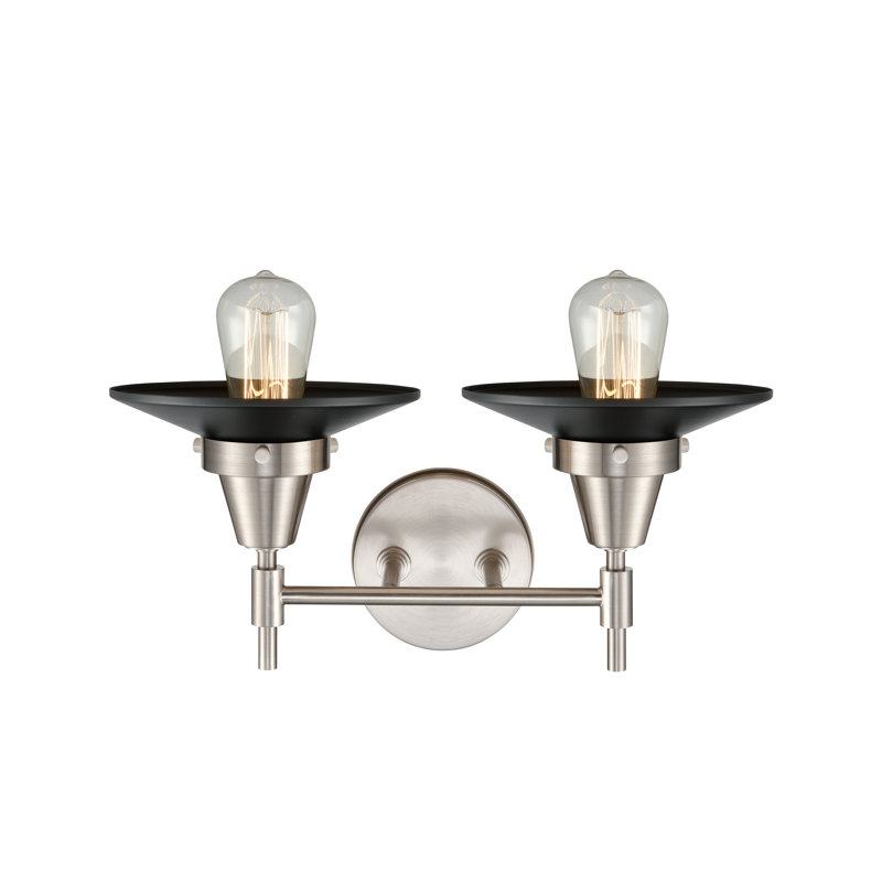 Éclairage pour meuble-lavabo à 2 lumières à intensité variable Gayle, Noir mat, Nickel satiné, Ampoule DEL rétro 4 watts