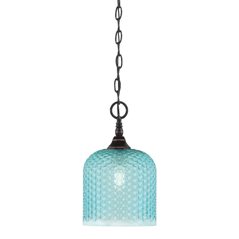 Mini-luminaire suspendu en chaîne avec verre, Cuivre / noir