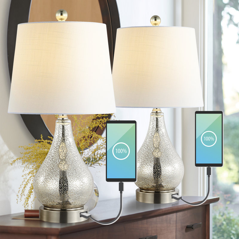 Enique 21'' Nickel Buffet Lamp Set