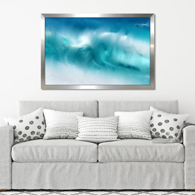 «Blue Ocean Waves on the Beach Panoramic», reproduction d'art sur toile encadrée