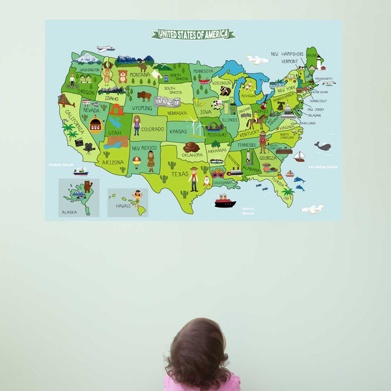 Décalcomanie murale carte des états-unis