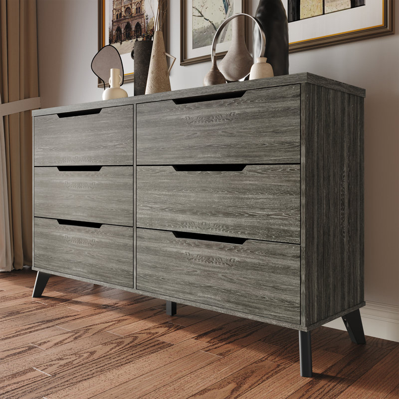Commode 6 tiroirs Ihor, Gris foncé