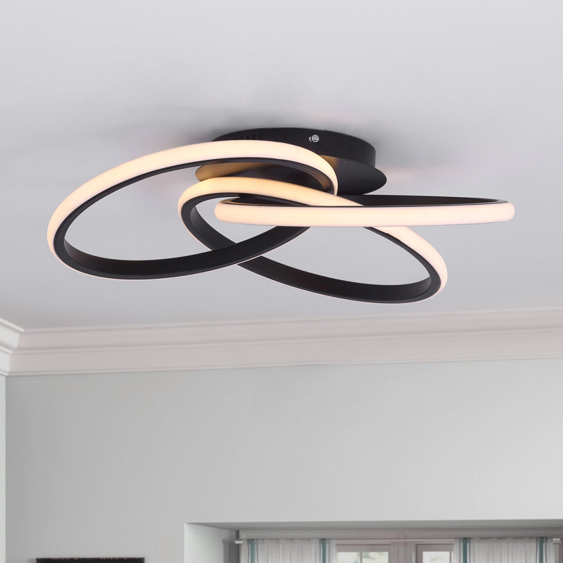 Shuford 1 - Light 20.47'' Unique/Statement Modern Linear LED Dimmable White Light Flush Mount Light, Black