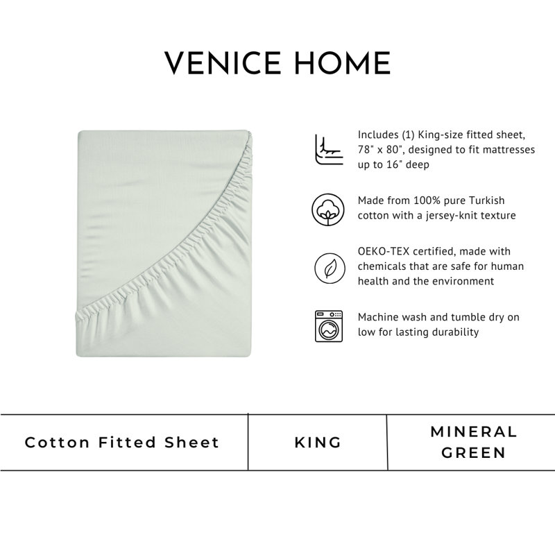 Drap-housse en coton 400 fils à densité de tissage 400, Très grand lit, Vert