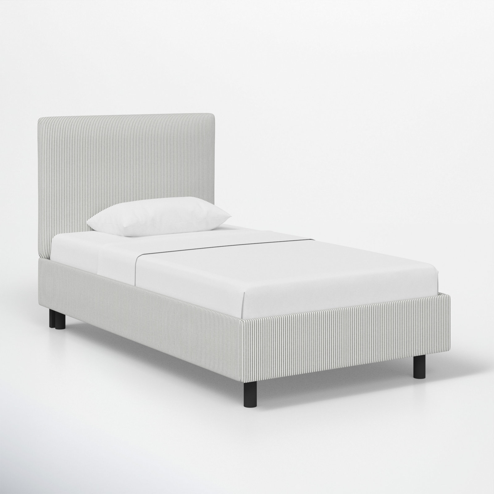 Sawyer Upholstered Platform Bed, Prep Stripe Gray, Twin
