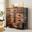 Commode en tissu à 9 tiroirs de 39,37 po avec plateau en bois et commode-265494737