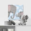 «Elephant Mommy and Baby on Blue», impression-26547956-49378390