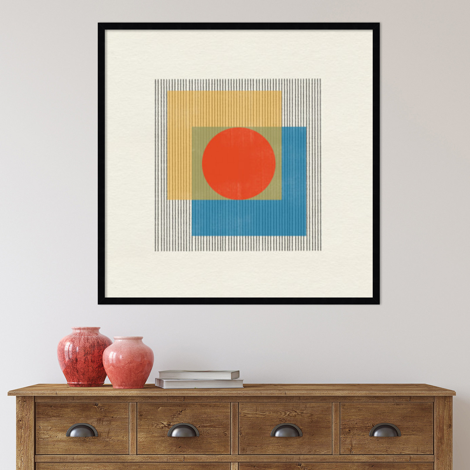 Midcentury Modern Object No 3 Print, Black, 33" H x 33" W x 1" D