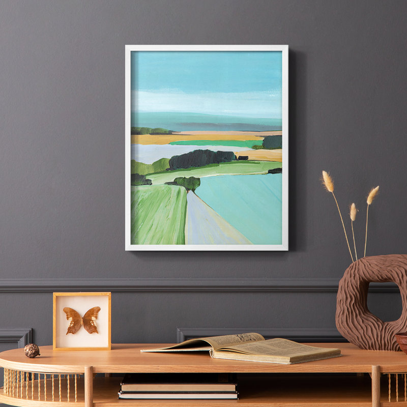«Bright Coloured Countryside III», reproduction encadrée - bois massif, Cadre simple blanc, H 14 po x l 11 po